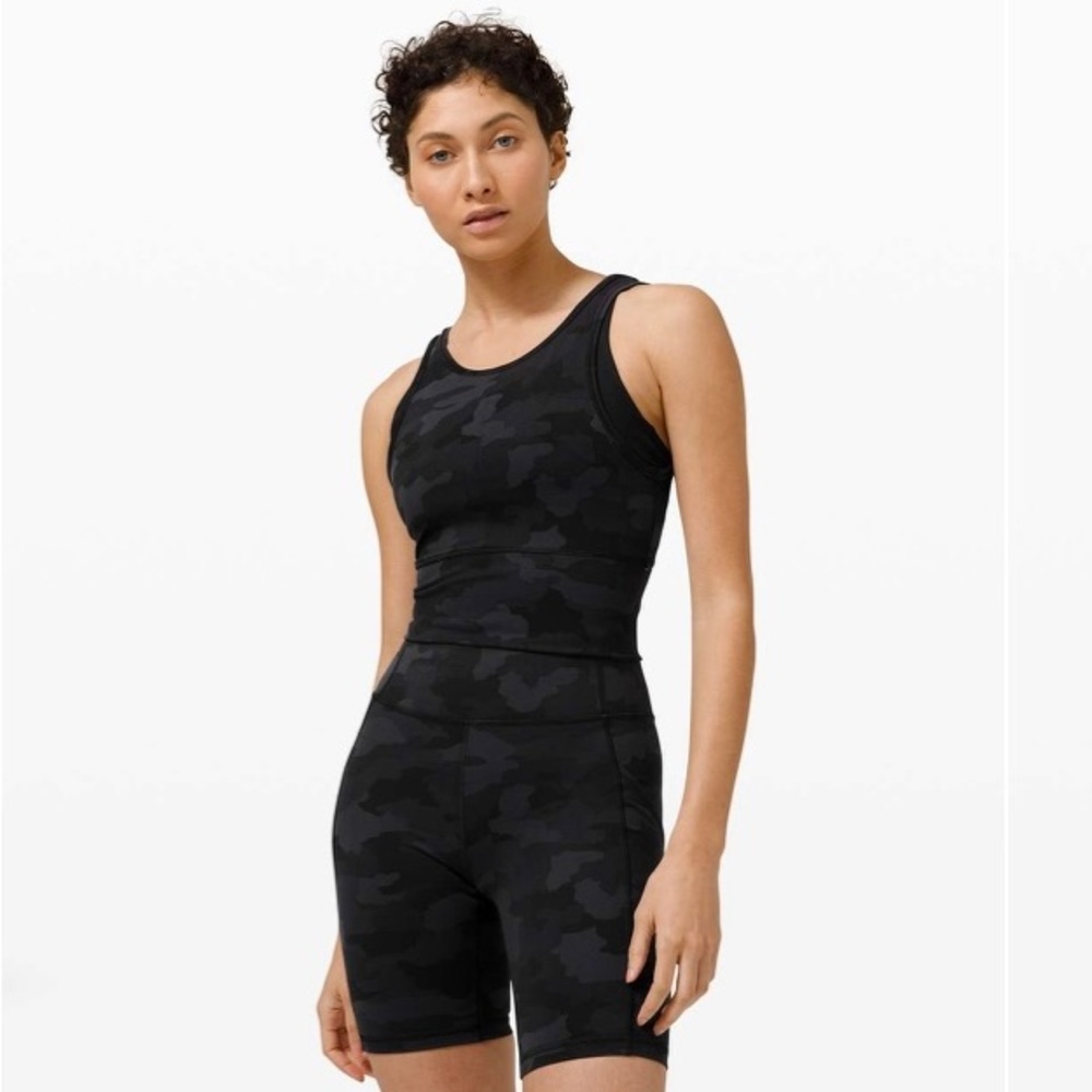 Lululemon Power Pivot Tank Camo Deep Coal Multi Size 10